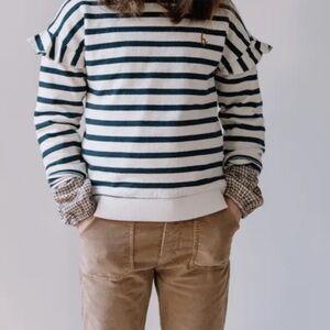 Buho Black and White Crew Neck Striped Sweater